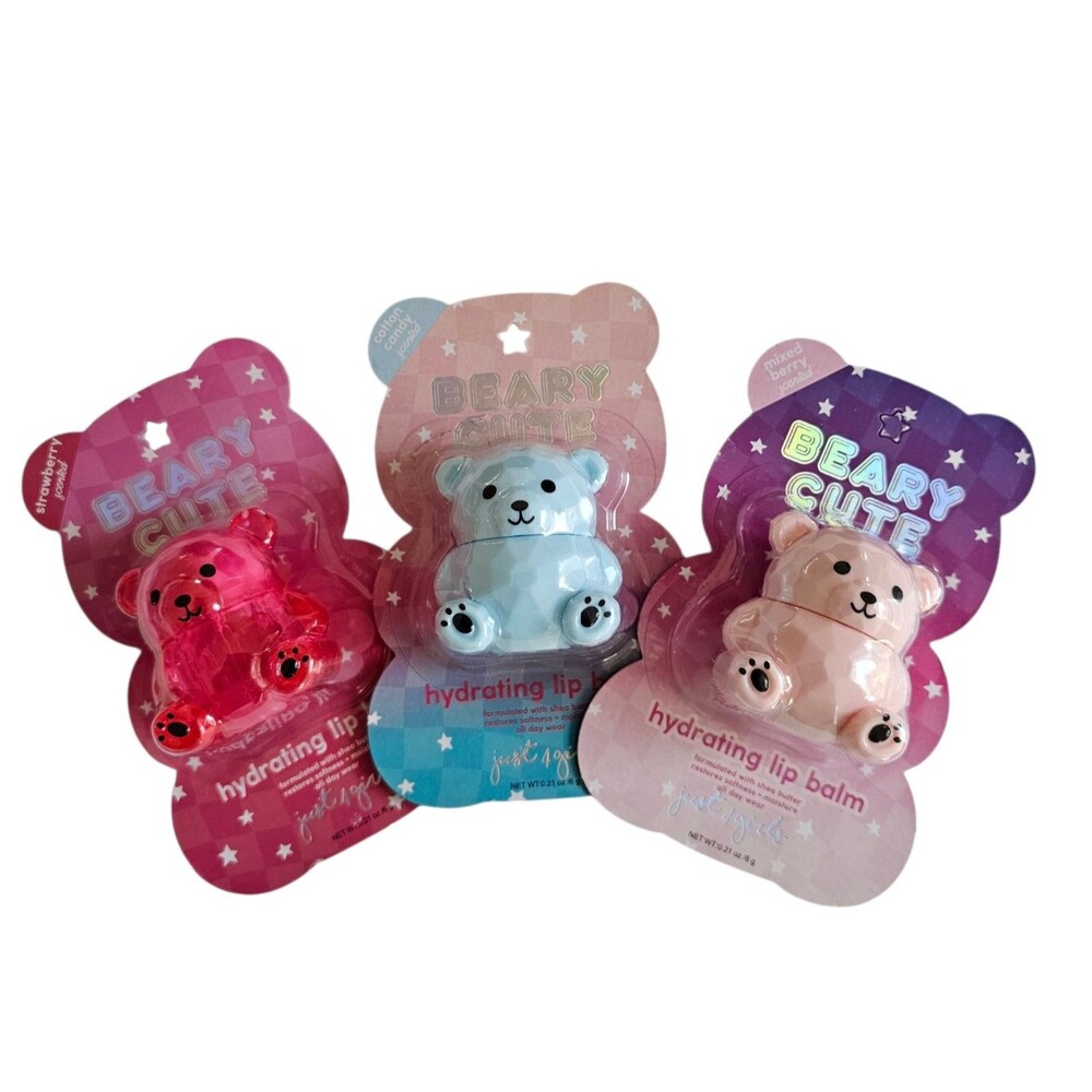 Just 4 Girls Beary Cute" Hydrating Lip Balms Lot Of 3  (0.21 oz )